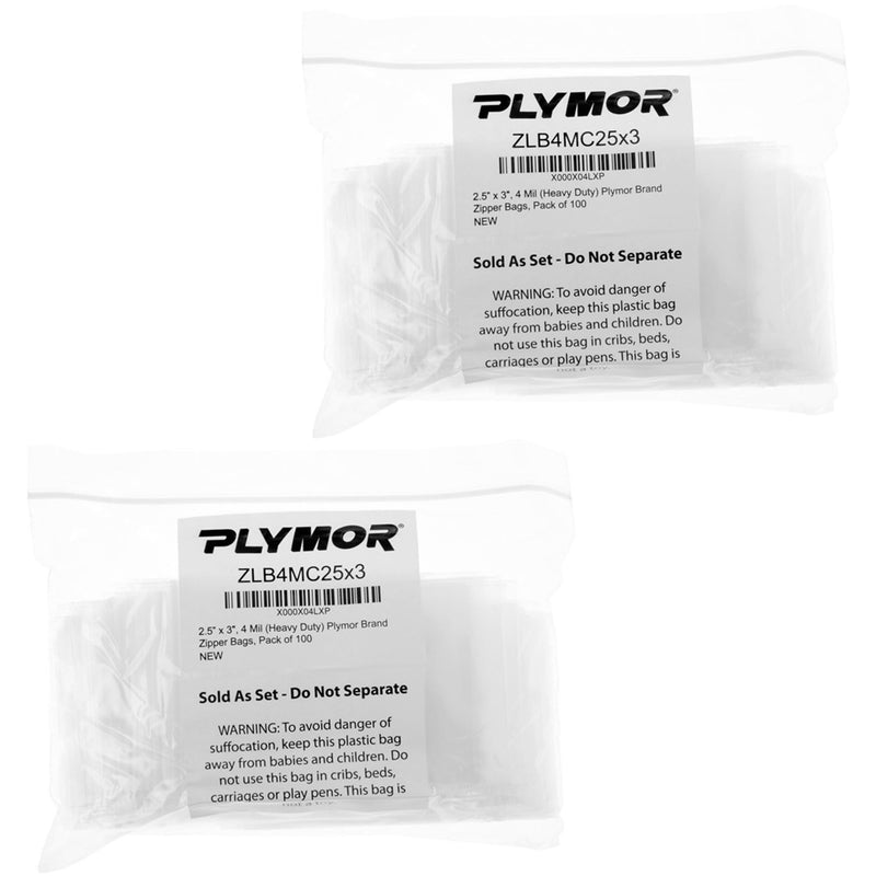 Plymor 2.5 x 3 inch, 4 Mil Zipper Reclosable Bags (Pack of 200) | Heavy-duty plastic for jewelry, beads, rings, earrings, pills, vitamins, spices, coins, screws & small parts 2.5" x 3" (200 Count)