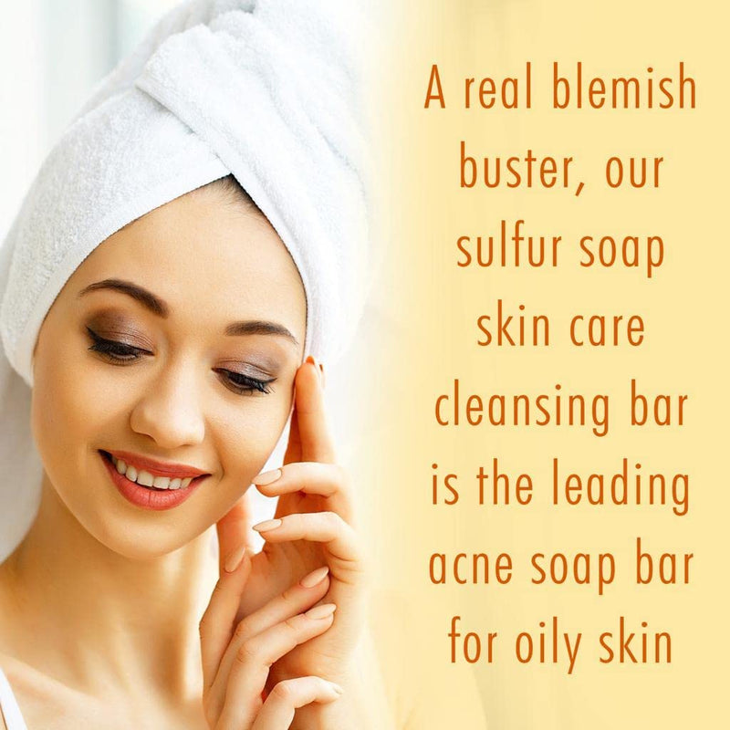 10% Sulfur Soap Cleansing Bar for Face & Body – All Natural Facial Cleanser for Acne, Oily Skin – Healing Skincare Blend of Lemongrass, Tea Tree Essential Oil, Vitamin E, Coconut Milk – Made in USA 4 Ounce (Pack of 2)