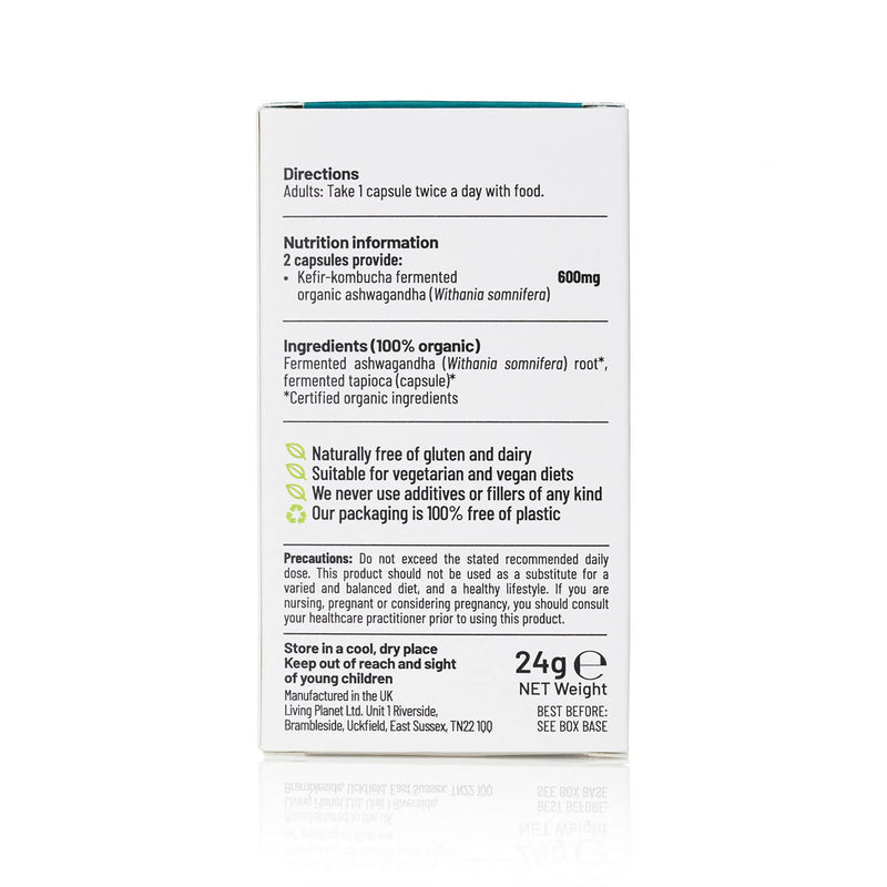 Organic Fermented Ashwagandha (60 Capsules) | Support Sleep and Stress Reduction | 600mg Fermented Ashwagandha per Serving