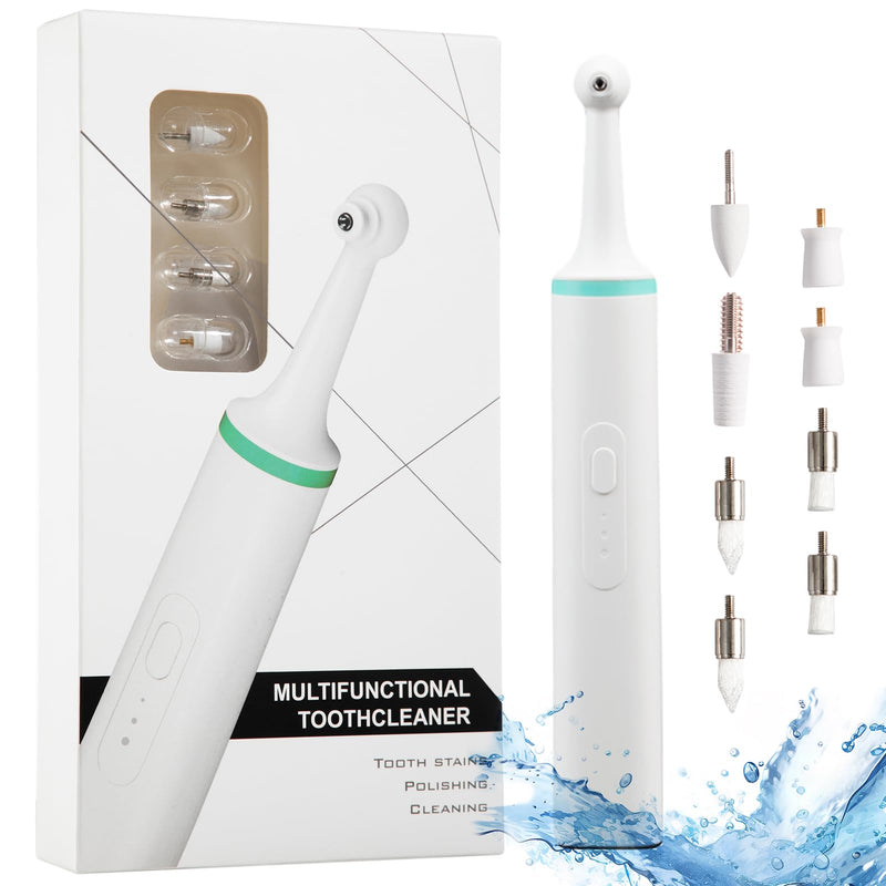 Electric Tooth Polisher, Household Electric Dental Calculus Remover with 8 Replacement Heads & 3 Adjustable Modes, Plaque Remover for Teeth, Teeth Cleaner Tools Green