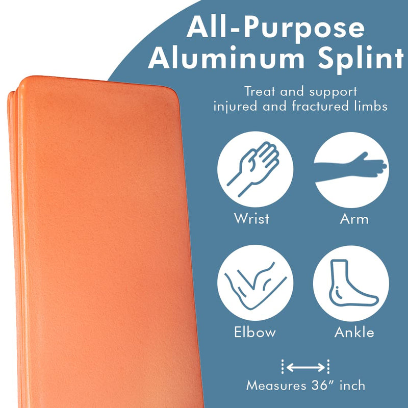 [Australia] - NOVAMEDIC Pack of 5 First Aid Padded Universal Aluminum Splints - 36 inch, Brace for Splinting Hands, Legs, Wrist, Ankle and Fractured or Injured Limbs, Flat Folded, Waterproof 