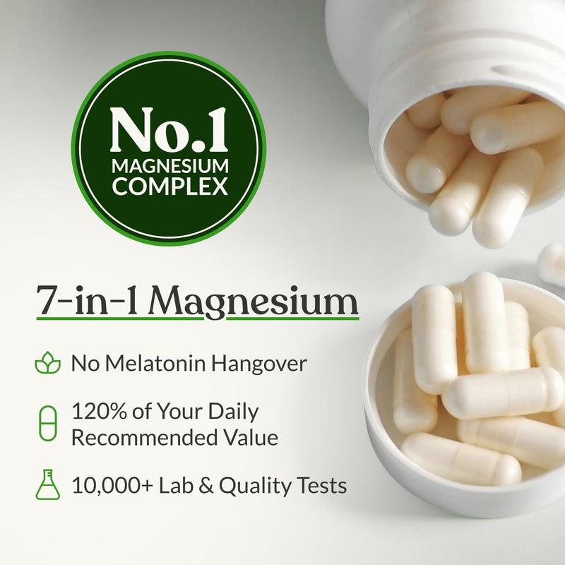 BIOptimizers Magnesium Breakthrough Supplement with 500mg - 7 Forms of Magnesium: Glycinate, Malate, Citrate, and More - Natural Support for Sleep and Cognitive Function -90 Capsules- Calming Vitamins Unflavored 90 Count (Pack of 1)