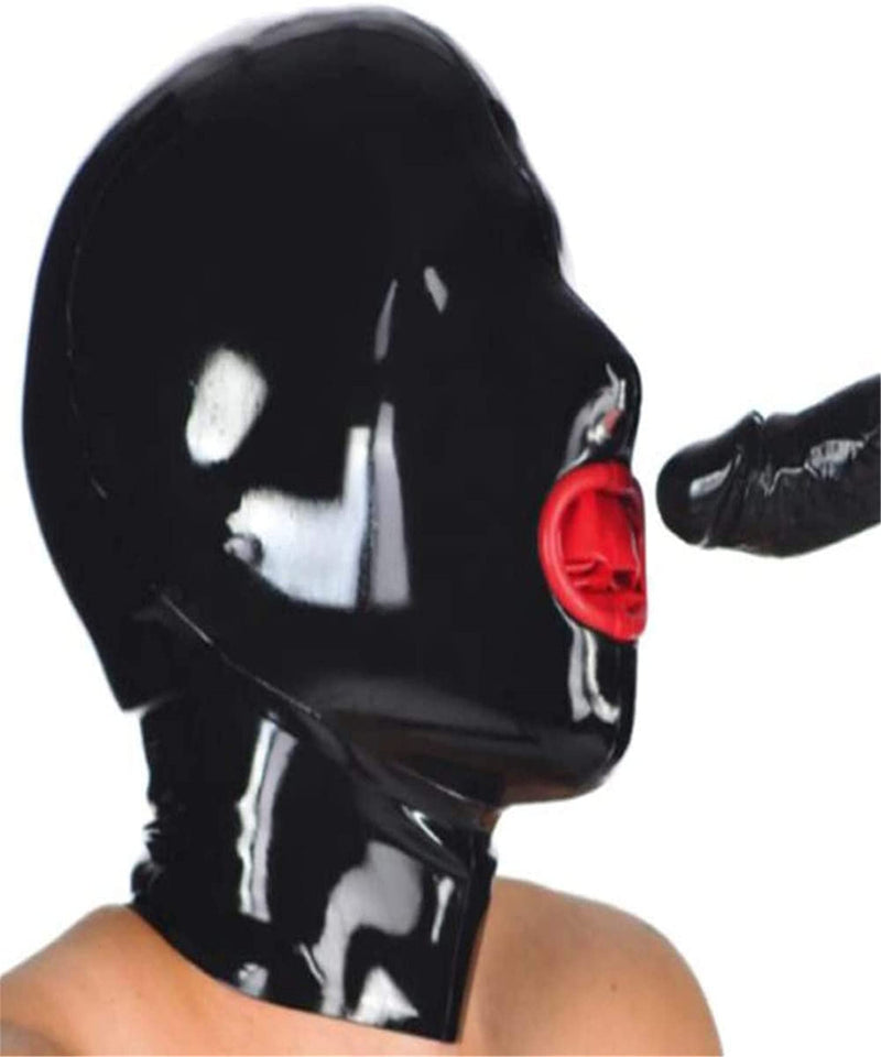 MFMYEE Bondage Latex Mask Rubber BDSM Mask Fetish Headgear Latex Cosplay Back Zipper