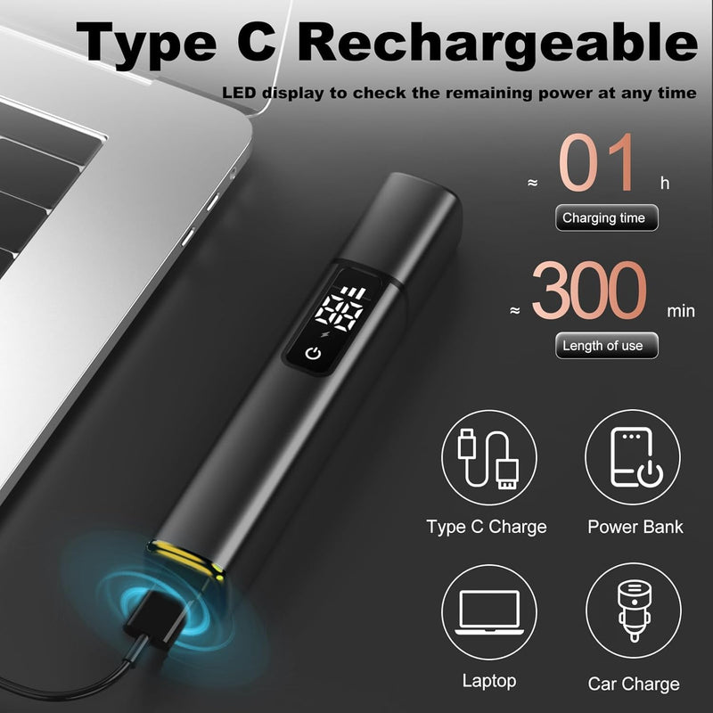 Ear Nose Hair Trimmer for Men Women–2024 Nose Trimmer Clipper Pro-15,000 RPM Motor with 3 Speed and LED Display, Hair Trimmer Set with Dual Edge Blades, IPX7 Waterproof, Type C Rechargeable