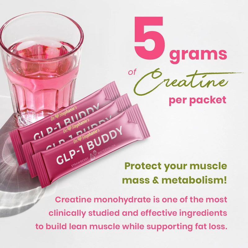 Dr. Stephanie's GLP-1 Buddy Pair with GLP-1 Boosters for Best Results - Digestive Support, Preserve Lean Muscle, Replenish Vitamins - Strawberry Watermelon Drink Mix