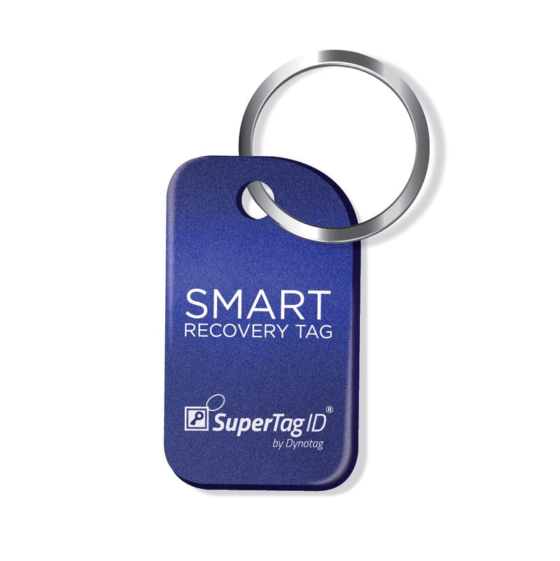Dynotag® Sentry Series Solid Metal Web Enabled Smart Luggage ID Tag + Keychain Tag (Blue Bundle)