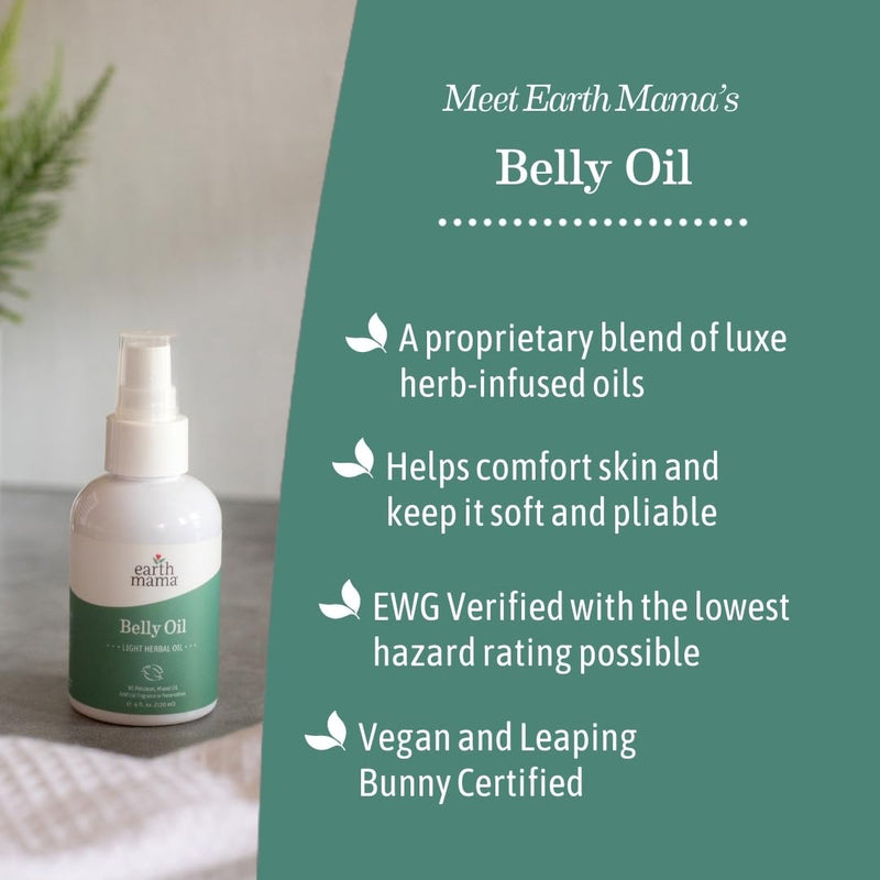 [Australia] - Earth Mama Belly Oil for Dry Skin | Calendula Skin Care Moisturizer Oil to Encourage Natural Elasticity and Help Prevent Stretch Marks During Pregnancy and Postpartum, 4-Fluid Ounce (3-Pack) 4 Fl Oz (Pack of 3) 