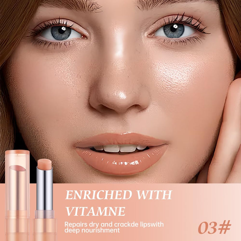 Moisturizing Lip Balm – Hydrating Nourishing Lip Care with Natural Ingredients, Vitamin E & Shea Butter, Smooth Non-Sticky Tinted Lip Balm for Dry & Chapped Lips, Soft Glossy Lipstick for Daily Use 3#