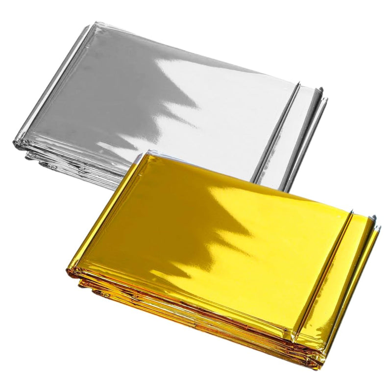 [Australia] - SIRLOMU Pack of 2 Extra Strong Rescue Blanket Rescue Foil Emergency Blanket First Aid Blanket for First Aid Hiking & Camping and Outdoor (210 x 160 cm) (Gold Silver) 