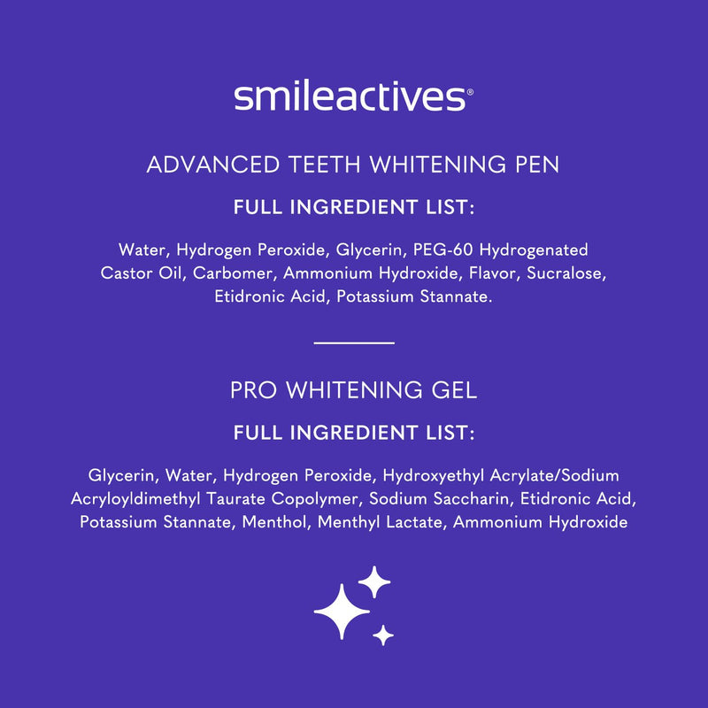 [Australia] - Smileactives Teeth Whitening Kit, Complete at Home Teeth Whitening Treatment, Travel Size Tooth Whitening, Stain Remover for White Teeth, Contains Clinical-Grade Hydrogen Peroxide, 30 Day Kit 0.5 Fl Oz (Pack of 2) 
