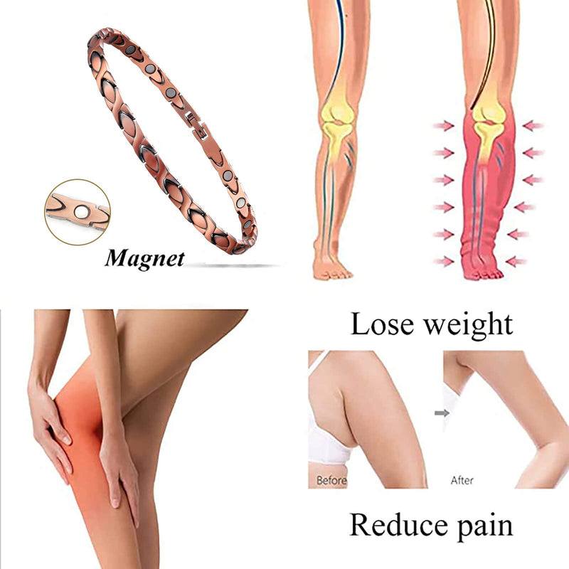 [Australia] - Copper Magnetic Bracelet Anklet, Magnetic Anklets for Women's Copper Jewelry with Adjust Tool 