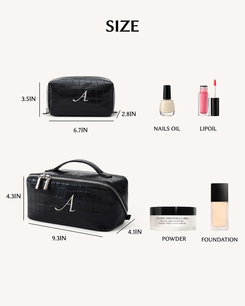 EACHY Birthday Gifts for Women & Back to School, Personalized Makeup Bag | Birthday Gift, Gift Box, Greeting Card, TPU Makeup Brush Bag, Open Flat Makeup Organizer Bag, Divider and Handle M-Set 2-Piece Set