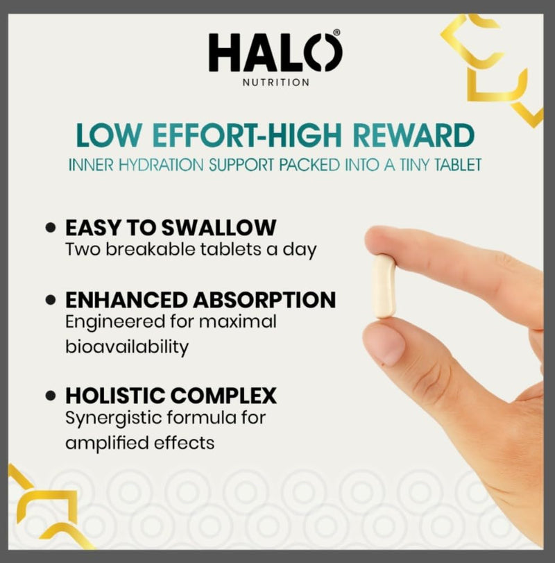 Hyaluronic Acid Supplement 600mg (500-700 KDA) - 120 Vegan Triple Strength Hyaluronic Acid Capsules - 4 Month Supply - Natural Skin, Hair & Joint Supplement for Women & Men- Halo Nutrition