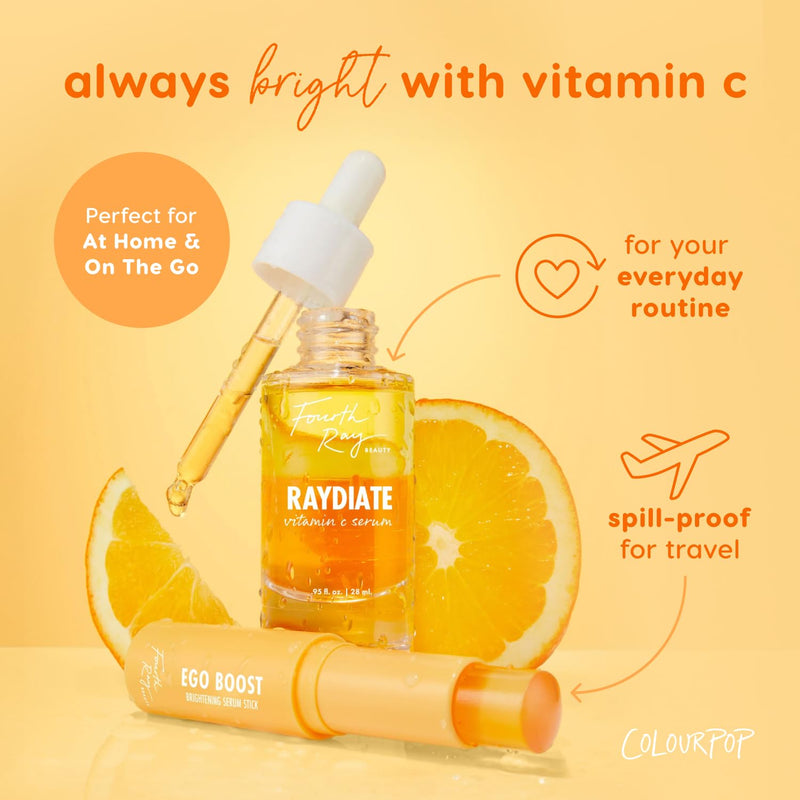 ColourPop Brightening Vitamin C Serum Stick - Radiance-Boosting Face Serum Stick for Glowy Summer Makeup Prep - Enriched with Turmeric to Help Improve the Appearance of Redness - Ego Boost (0.25 oz)