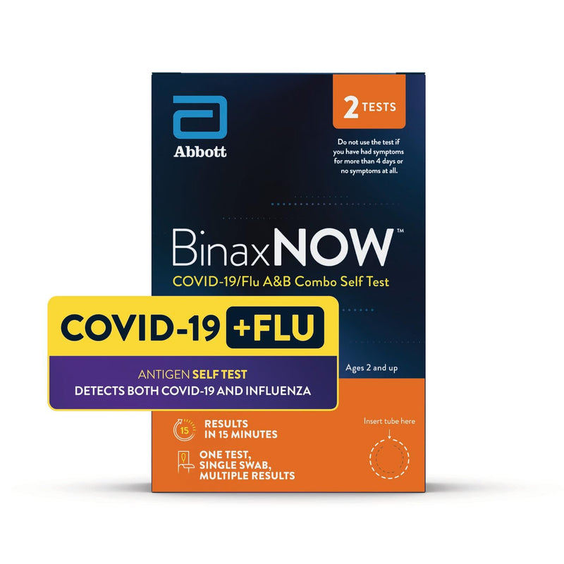 BinaxNOW COVID-19/Flu A&B Combo Self Test, Reliable COVID/Flu Home Test With 15 Minute Results, 2 Tests