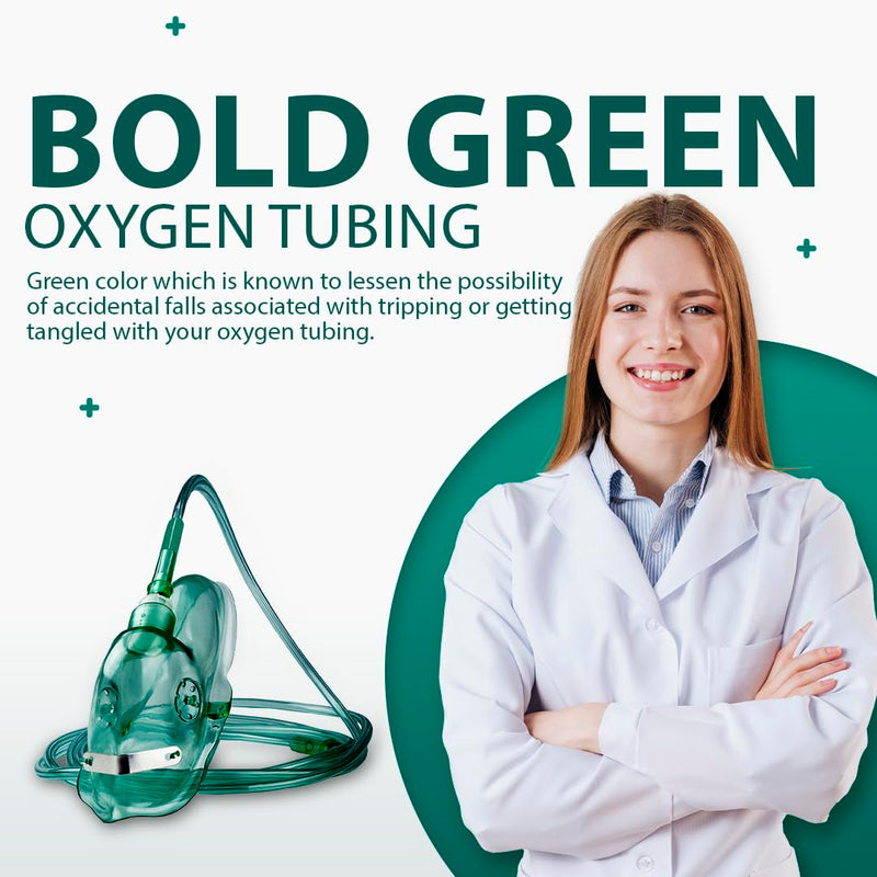 [Australia] - Bistras Oxygen Tubing 50FT Green Crush Resistant Non Kinking for Cannula Nasal Tubing and Oxygen Concentrator with Standard End Connectors, Swivel Connectors Included,1-Pack 1 pk 