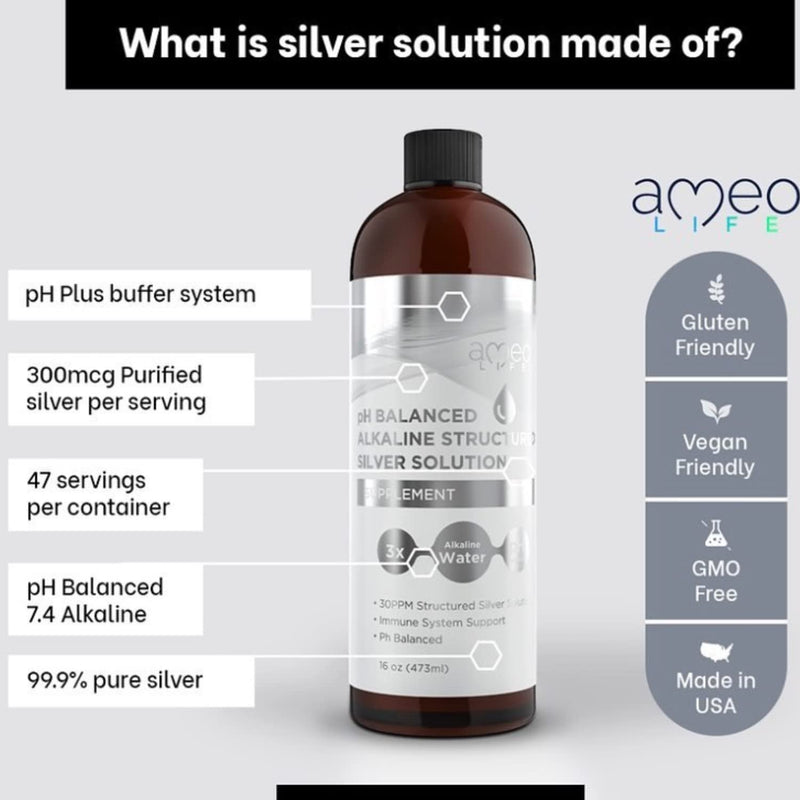 [Australia] - Colloidal Silver Liquid - Structured Silver Water with 30ppm Colloidal Silver pH Balanced for Daily Immune and Gut Support 16 oz 16 Fl Oz (Pack of 1) 