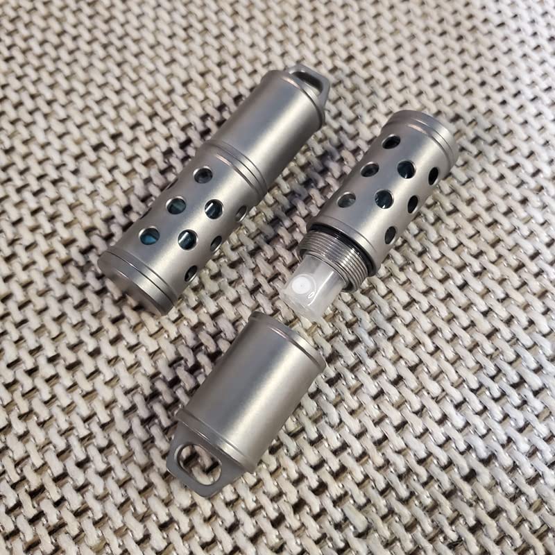 EDC Titanium Perfume Case and Make-Up Bottle and Glass Storage Jar Can be Used as A Keychain Small Items or Pendant Hollowed out version