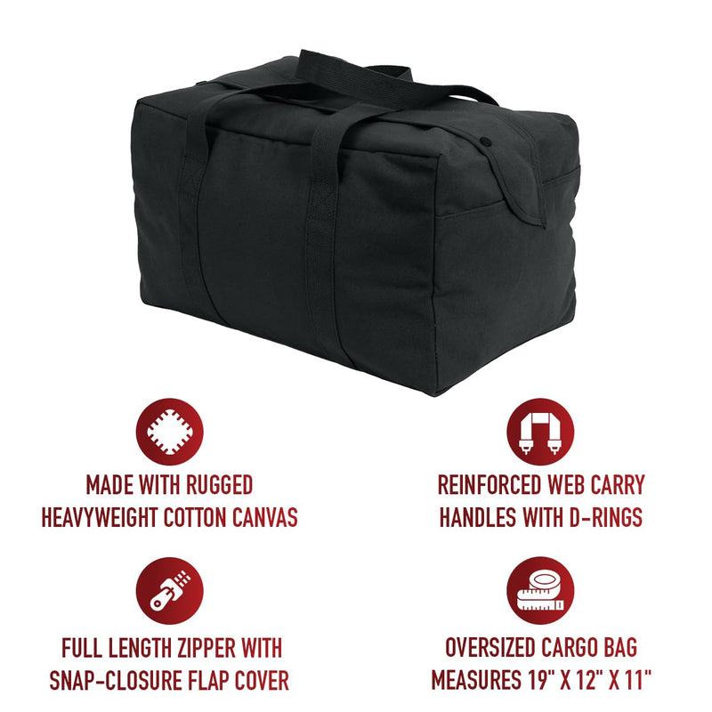 Rothco Canvas Small Parachute Cargo Bag, Black