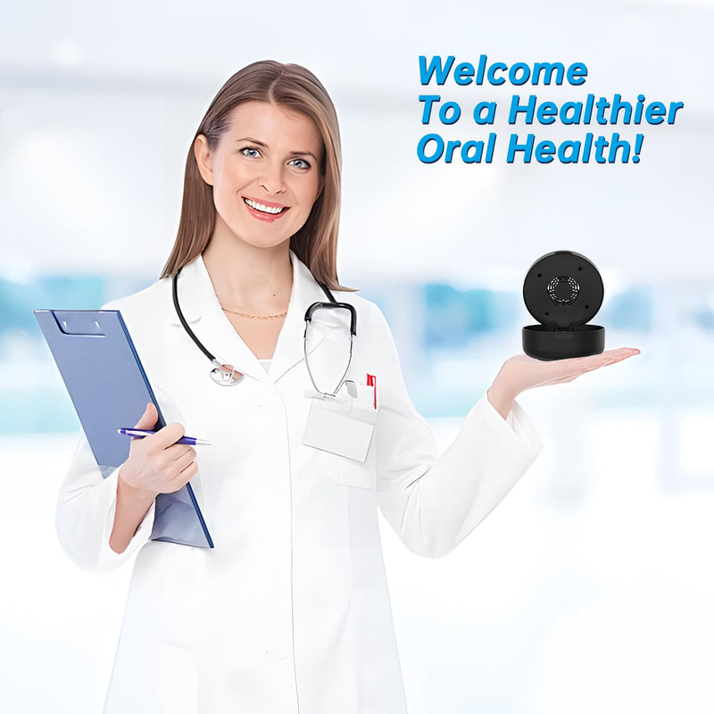 Voraiya UV Retainer Case with Fan, UVC Retainer Cleaner, Aligner Case Includes Vent Holes and Mirror, Portable Retainer Holder Box for Mouth Guard, Aligners, Night Guard, Black