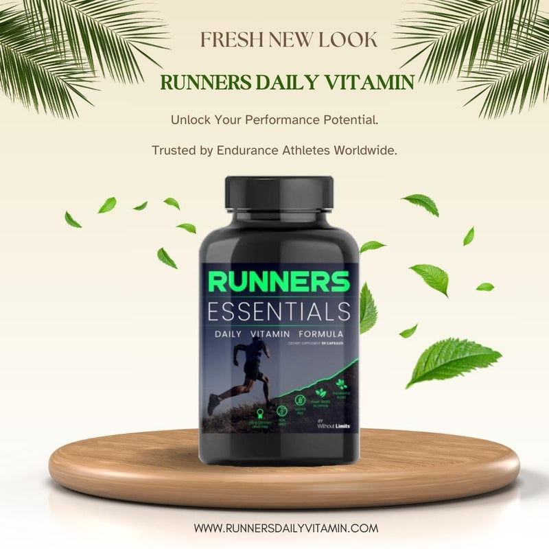 Without Limits Runners Essentials Daily Vitamin Formula - Runners Daily Vitamin - One Month Supply - 60 Capsules
