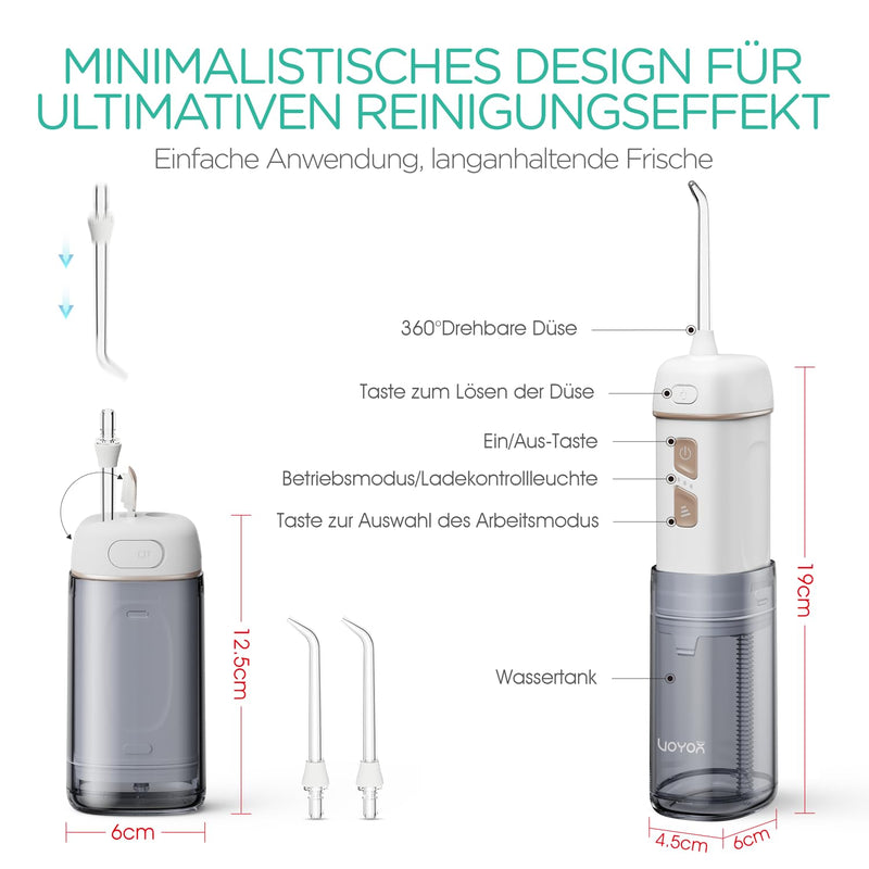 [Australia] - VOYOR-HEALTH Mini Portable Oral Irrigator Wireless Electric Oral Irrigator IPX7 Waterproof Rechargeable Water Flosser with 3 Modes for Home and Travel Teeth Cleaning WF510 (Gold) Gold 