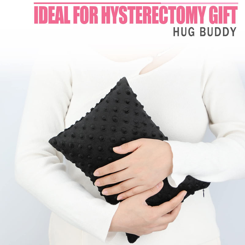 [Australia] - Tummy Tuck Pillow with Pocket Hysterectomy Pillows Hysterectomy Recovery Must Haves Gifts for Abdominal Surgery Tiny Cough Cushion Minky Dot Black 