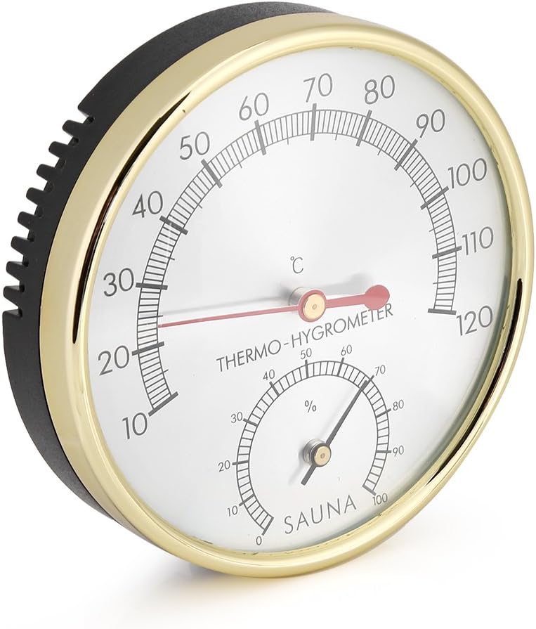 [Australia] - Fdit 2-In-1 Stainless Steel Sauna Thermometer Hygrometer Thermo-Hygrometer Indoor Sauna Equipment Accessory 