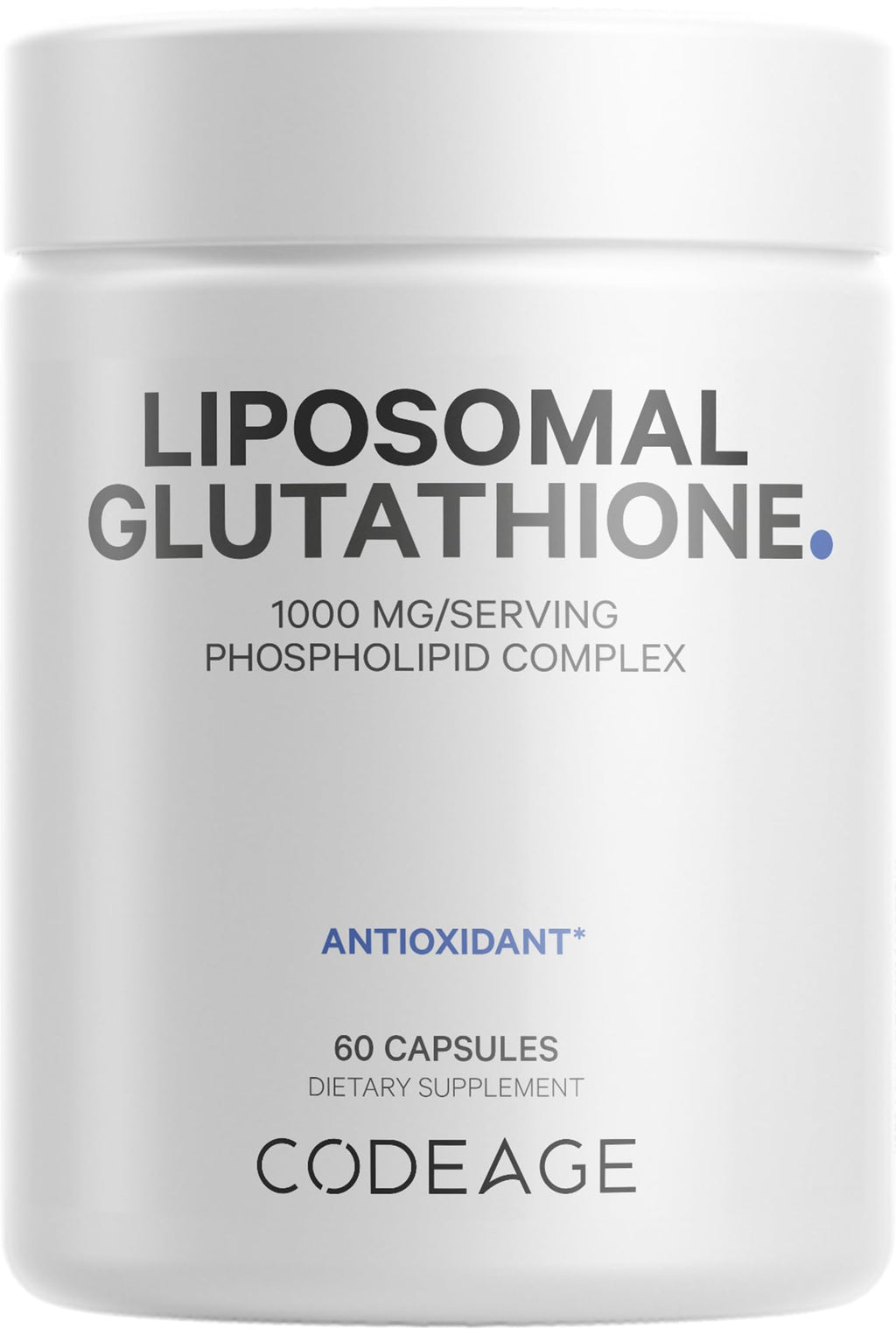 Codeage Liposomal Glutathione 1000 mg, GlutaONE Antioxidant Phospholipid Complex, L-Glutathione Reduced Capsules Supplement, Non-GMO Sunflower Oil & Lecithin Essential Phospholipids, Vegan, 60 ct