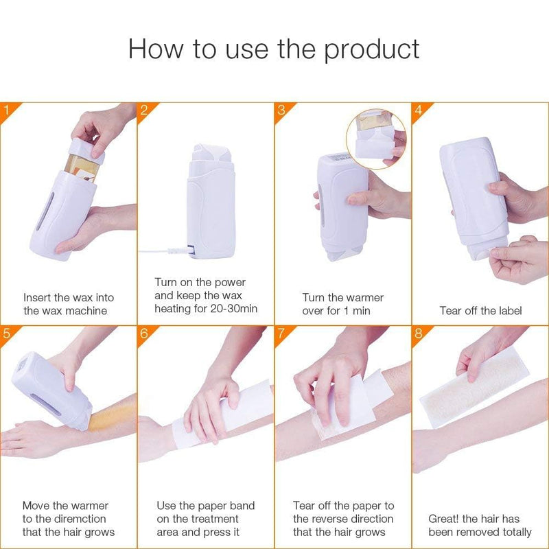 [Australia] - ZJchao Electric Depilatory Roll On Brazilian Wax Heater, Portable Wax Warmer with LCD Temperature Display for Home and Travel Use (US Plug 110V) 