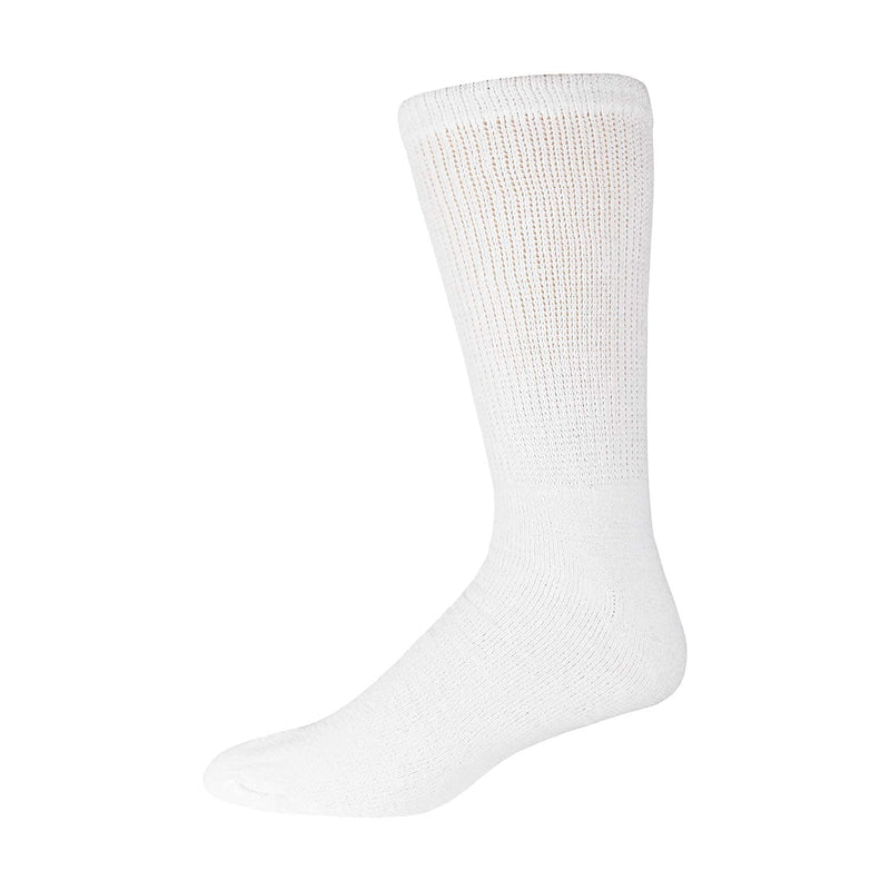 [Australia] - 6 Pairs of Cotton Diabetic Neuropathy Crew Socks (10-13, Fits Mens shoe size 9-12, White) 10-13 White - 6 Pairs 
