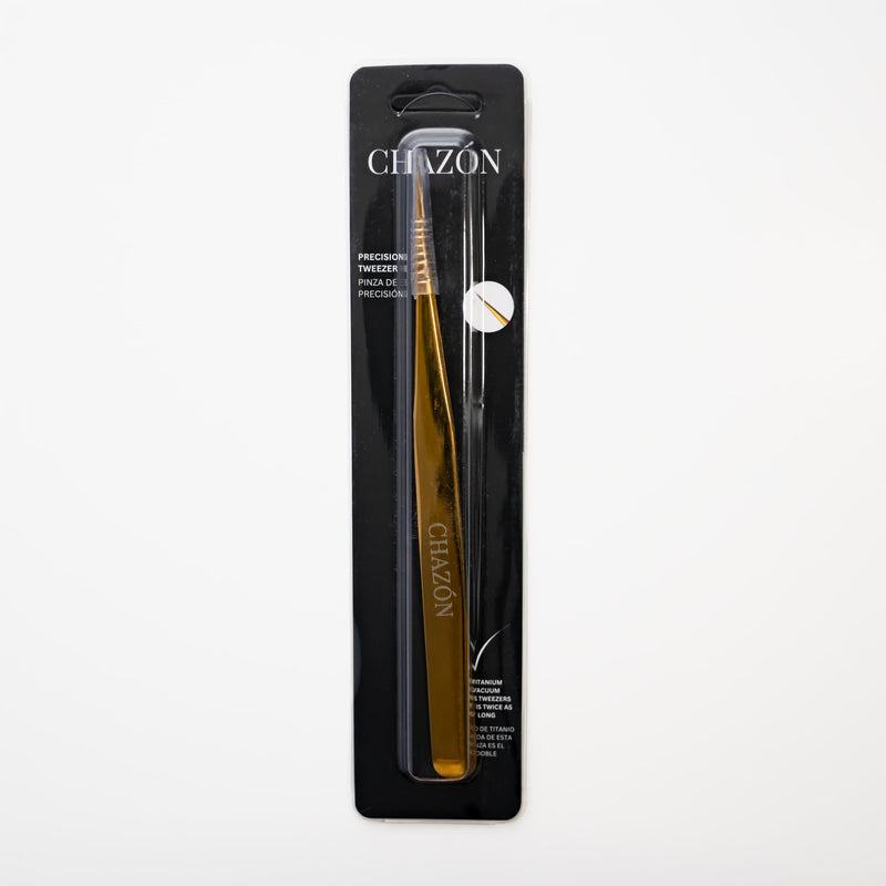 CHAZON TWEEZERS GOLD- Titanium Precision Point Tweezers for Eyebrows, Facial Hair and Ingrown Hair, Viral Tweezers