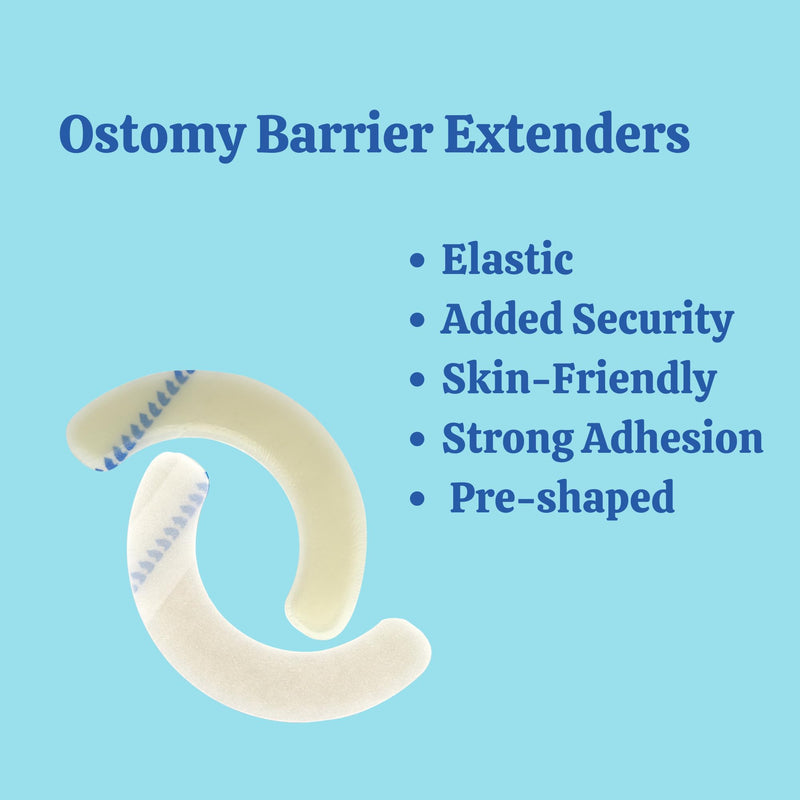 [Australia] - 20PCS Elastic Ostomy Barrier Strips, Adhesive Flange Seal Extender Strip for Colostomy Bags, Ostomy Supplies Curved Ileostomy Tape for Stoma Urostomy Bag, 1inch Hydrocolloid Skin Barrier Extenders 