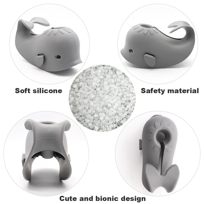 [Australia] - Baby Bathtub Faucet Cover, Faucet Cover Baby Bathtub Spout Cover, Bath Spout Protective Cover, Bathtub Safety Spout Guard, Baby Safety Protection Silicone Kit, Grey Whale Protector TypeGrey 