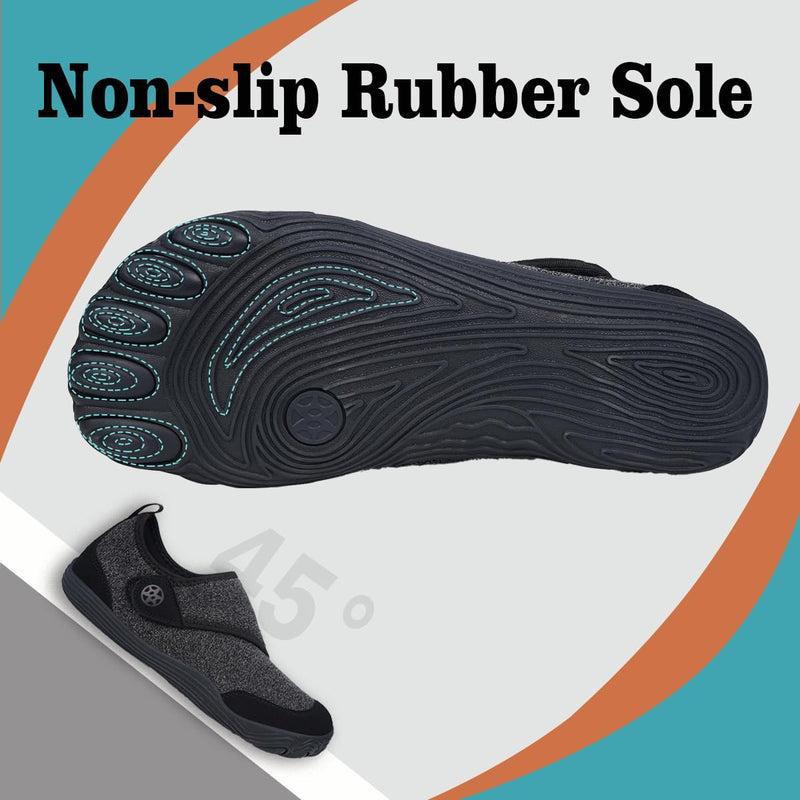 [Australia] - Sisttke Womens Mens Barefoot Slippers Wide Diabetic Shoes with Arch Support Orthopedic Adjustable Walking Slipper Arthritis Edema Swollen House Shoes Indoor Outdoor 9 Wide Women/7.5 Wide Men Black 