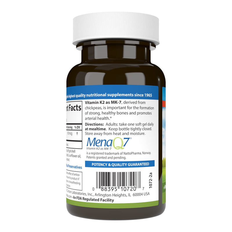 Carlson Vitamin K2 MK-7 (Menaquinone), 90 mcg, Bone Support, 120 Softgels | Calcium Bioavailability; K2 Vitamin; Vitamin K-2 120 Count (Pack of 1)