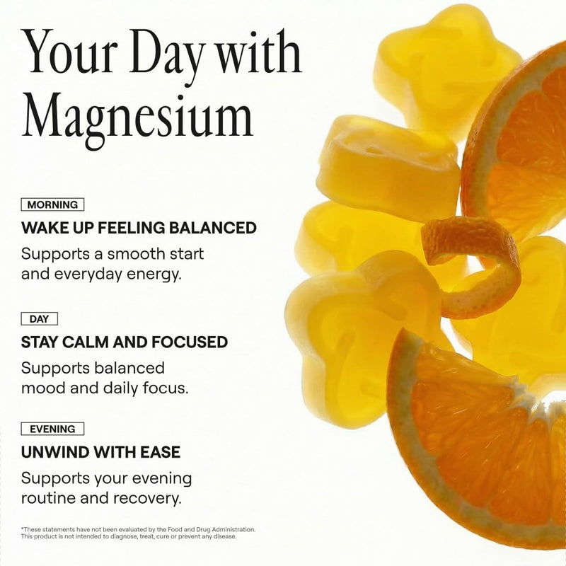 Magnesium Gummies 200 mg per Serving, Magnesium Glycinate & Malate with Vitamin C, Sugar-Free, Vegan, Magnesium for Men & Women, 60 Gummies, 30 Servings, Orange Flavor 60 Count (Pack of 1)