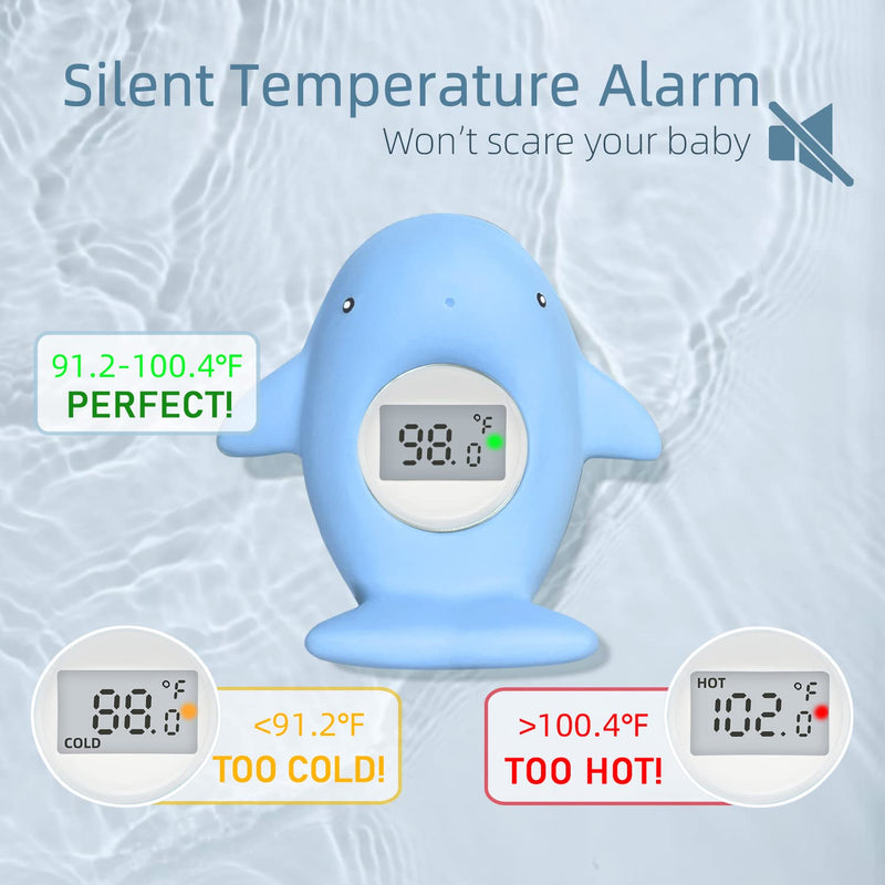 Baby Bath Tub Thermometer - Bathtub Water Thermometer with Room Temperature - Safety Floating Whale Bathtub Toy - New Upgraded Mute Flashing Alert, Gift for Mom Newborn Infant