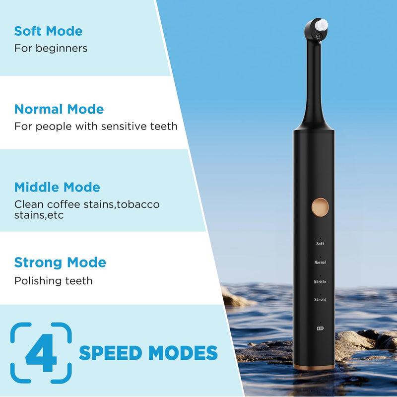 [Australia] - Tooth Polisher, Tooth Clean and whitening kit, 5 Multi -Function Brush Heads and LED Lights, 4 Speed Modes, and IPX6 Waterproof, Handsel 3 Tooth Polish Paste 