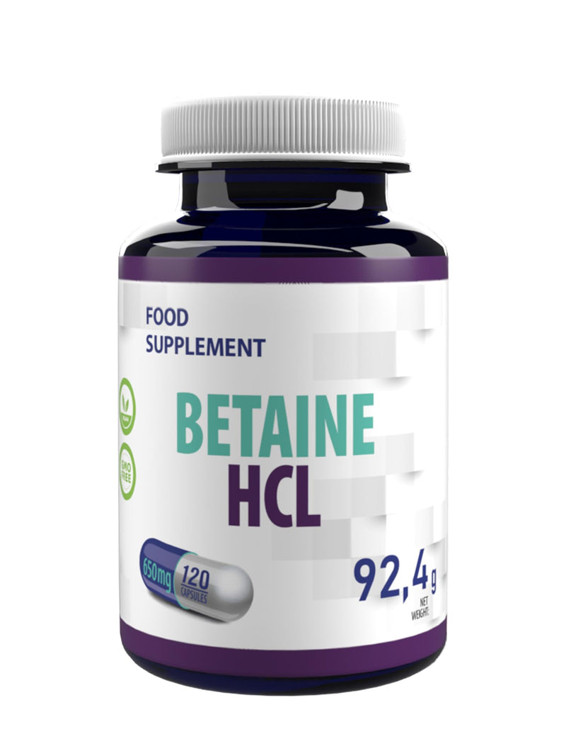 [Australia] - Betaine HCL 650mg 120 vegan capsules, laboratory tested, high dosage 