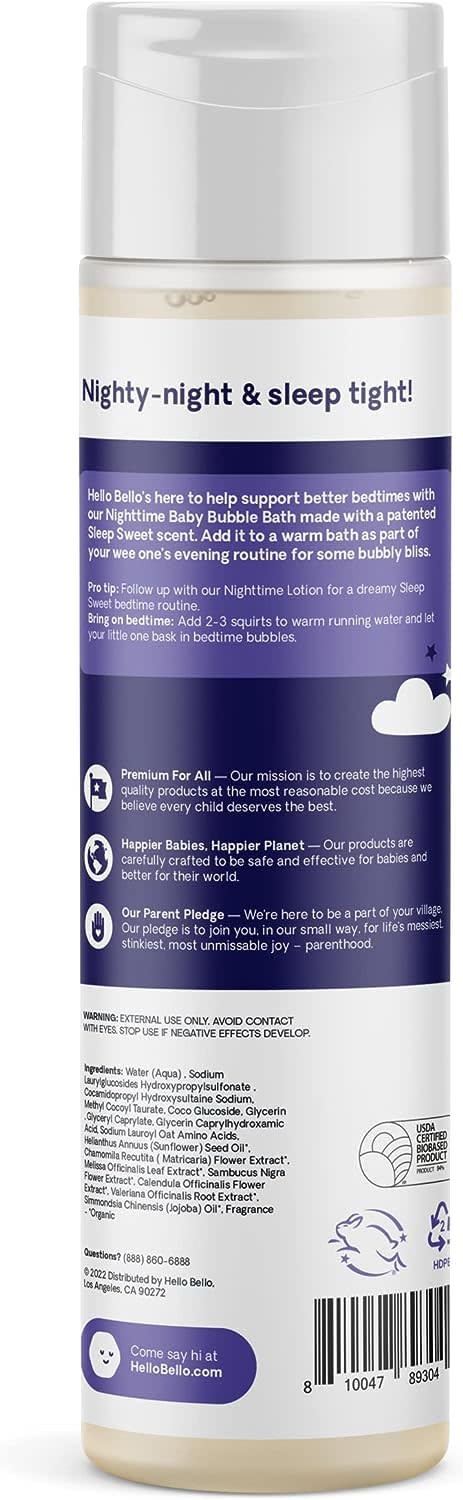 [Australia] - Hello Bello Nighttime Bubble Bath - Gentle Hypoallergenic Tear-Free Formula for Babies and Kids - Vegan and Cruelty-Free - Sleep Sweet Scented - 10 fl oz 10 Fl Oz (Pack of 1) 