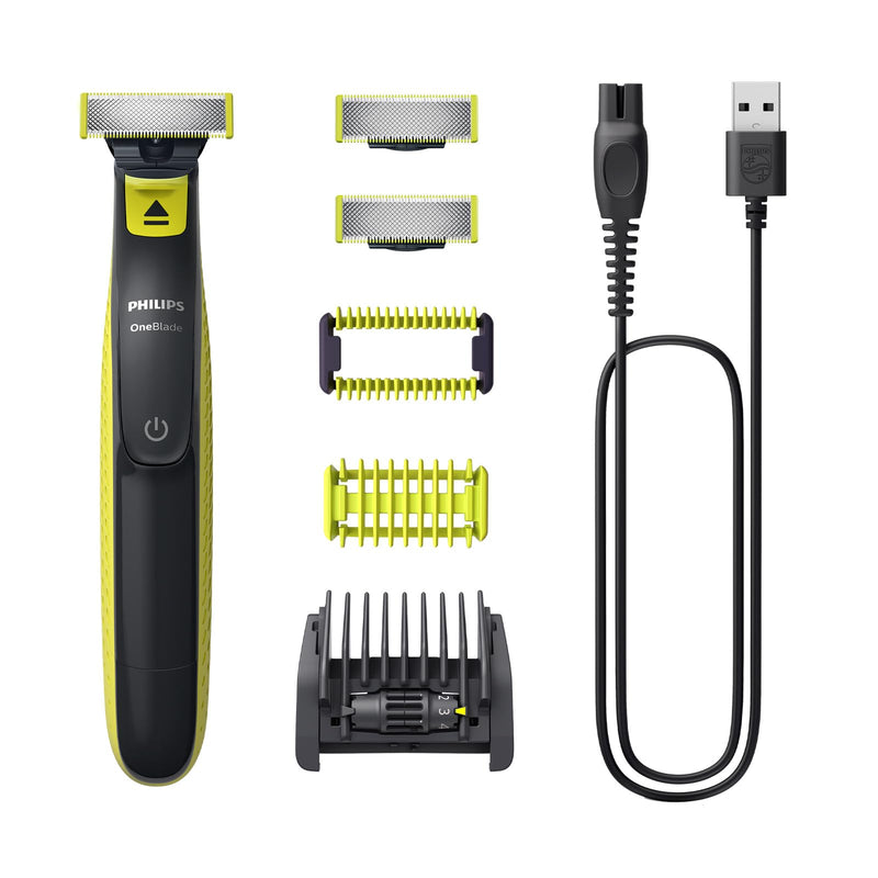 [Australia] - Philips OneBlade Face & Body - Electric beard trimmer, shaver and body groomer for trimming, styling and shaving, 3x original blades, 1x 5-in-1 trimming attachment, 2x body attachments, QP2824/30 