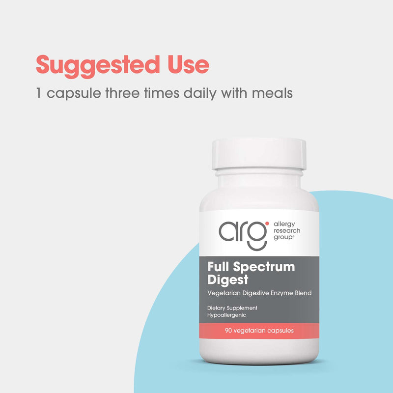 Allergy Research Group ARG Full Spectrum Digest Vegan Enzyme, 90 Capsules | Vegan Full Spectrum Enzyme Blend for Comprehensive Digestive Support, Hypoallergenic Capsule Formula