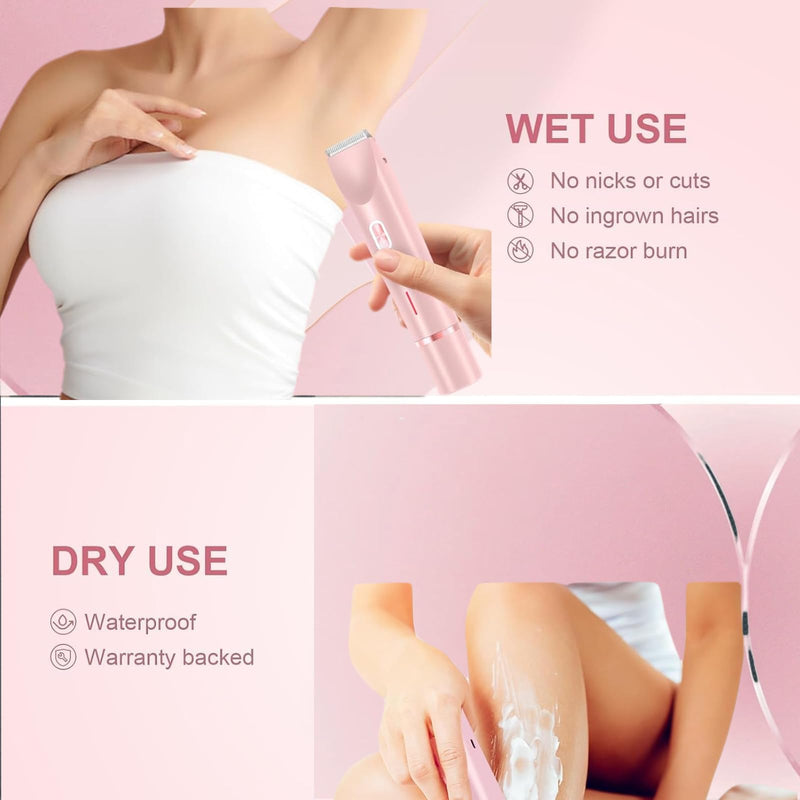 [Australia] - Women's Shaver, 2025 Upgrade Dual Head Shaver - 2-in-1 Electric Shaver for Legs, Armpits, Face & Bikini, Rechargeable, Facial & Bikini Trimmer for Women (Pink) 