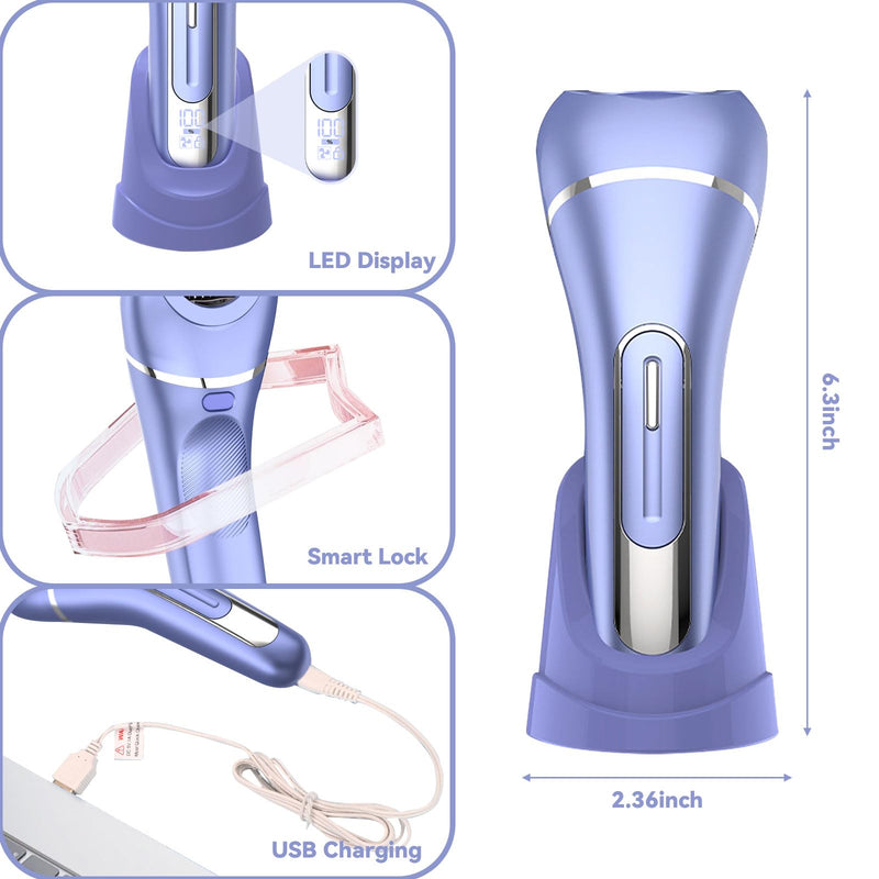 [Australia] - Epilator for Women, 7 in 1 Replaceable Hair Removal & Massager & Cleaner Devices, Bikini Trimmer, Face Massage, Face Exfoliating Brush, Foot Callus Remover, IPX7 Waterproof Razors (Purple) Purple 