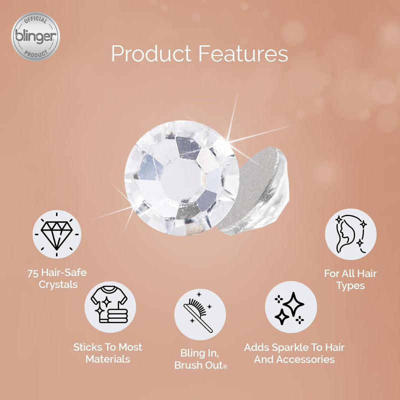 blinger® Starter Kit | Women's Hair Styling Tool + 75 Precision-Cut Glass Crystals | Bling in Seconds! Bedazzling Multi-Faceted Gems | Hair-Safe – Bling In Brush Out Women Starter Kit