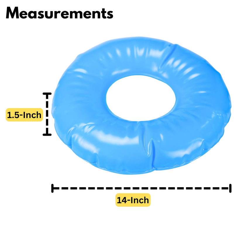 Iconikal Latex-Free Inflatable Ring Cushion Donut Pillow, 14-Inch Diameter, Blue