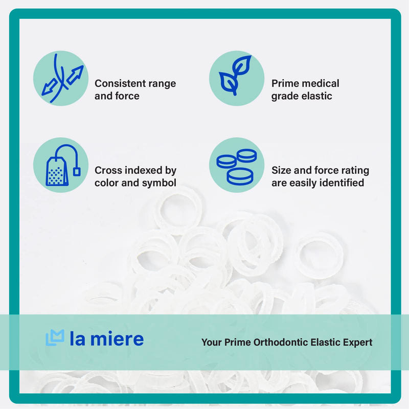 [Australia] - Clear Non-Latex 100 counts, Intraoral Elastic Bands Orthodontic Elastics Dental Rubber Bands Made in US Medium 3/16'', Clear 3/16'' 