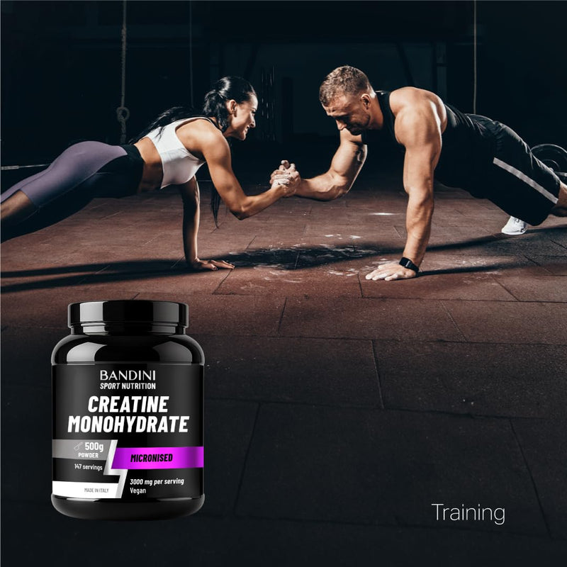 Bandini® Creatine Monohydrate Powder 500g - 100% Micronized Pure Creatine - High Strength Supplement - Supports Training & High-Intensity Performance - Scoop Included - 100% Vegan - 147 Servings