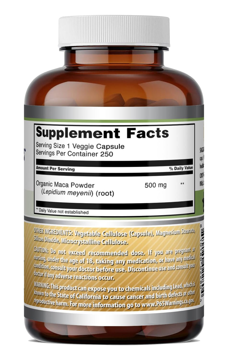 Amazing Formulas Maca 500 Mg | Vegetarian Capsules Supplement | Non-GMO | Gluten-Free | Made in USA (1 Pack | 250 Count) 250 Count (Pack of 1)